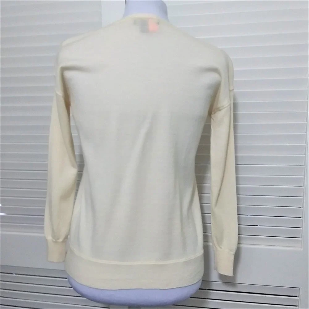 J.Crew Womens‎ XS Cream 100% Merino Wool Shoulder Zip Sweater A5142 Ivory